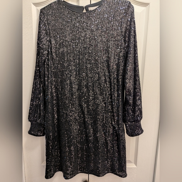 H&M Long-Sleeved Sequin Shift Dress - Picture 2 of 4